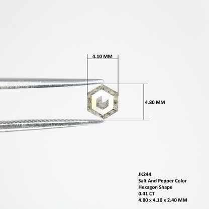 0.41 Carat Hexagon Shape Salt And Pepper 4.80 MM Diamond For Designer Ring - JayKrishna Diamond