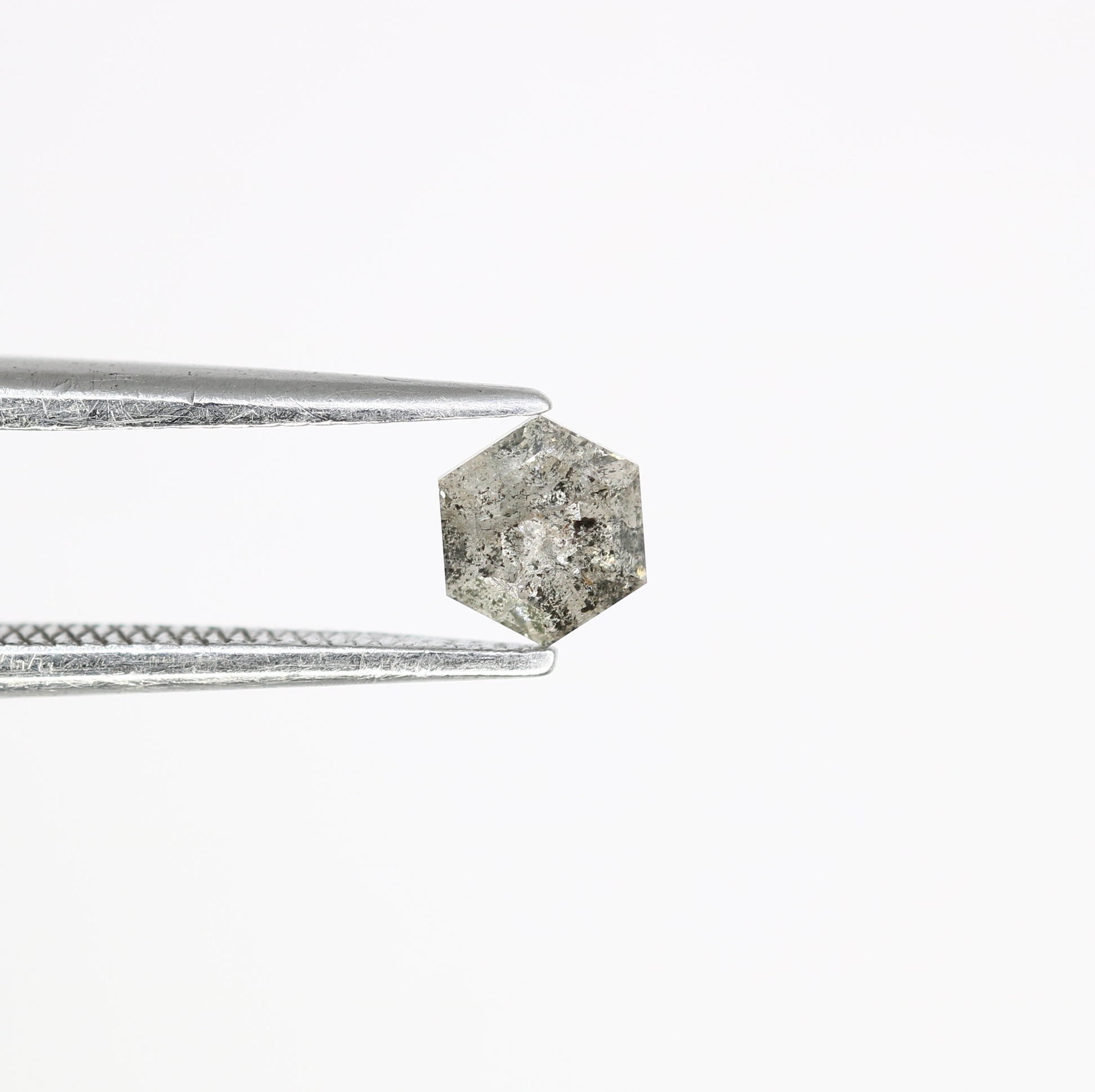 0.41 Carat Hexagon Shape Salt And Pepper 4.80 MM Diamond For Designer Ring - JayKrishna Diamond