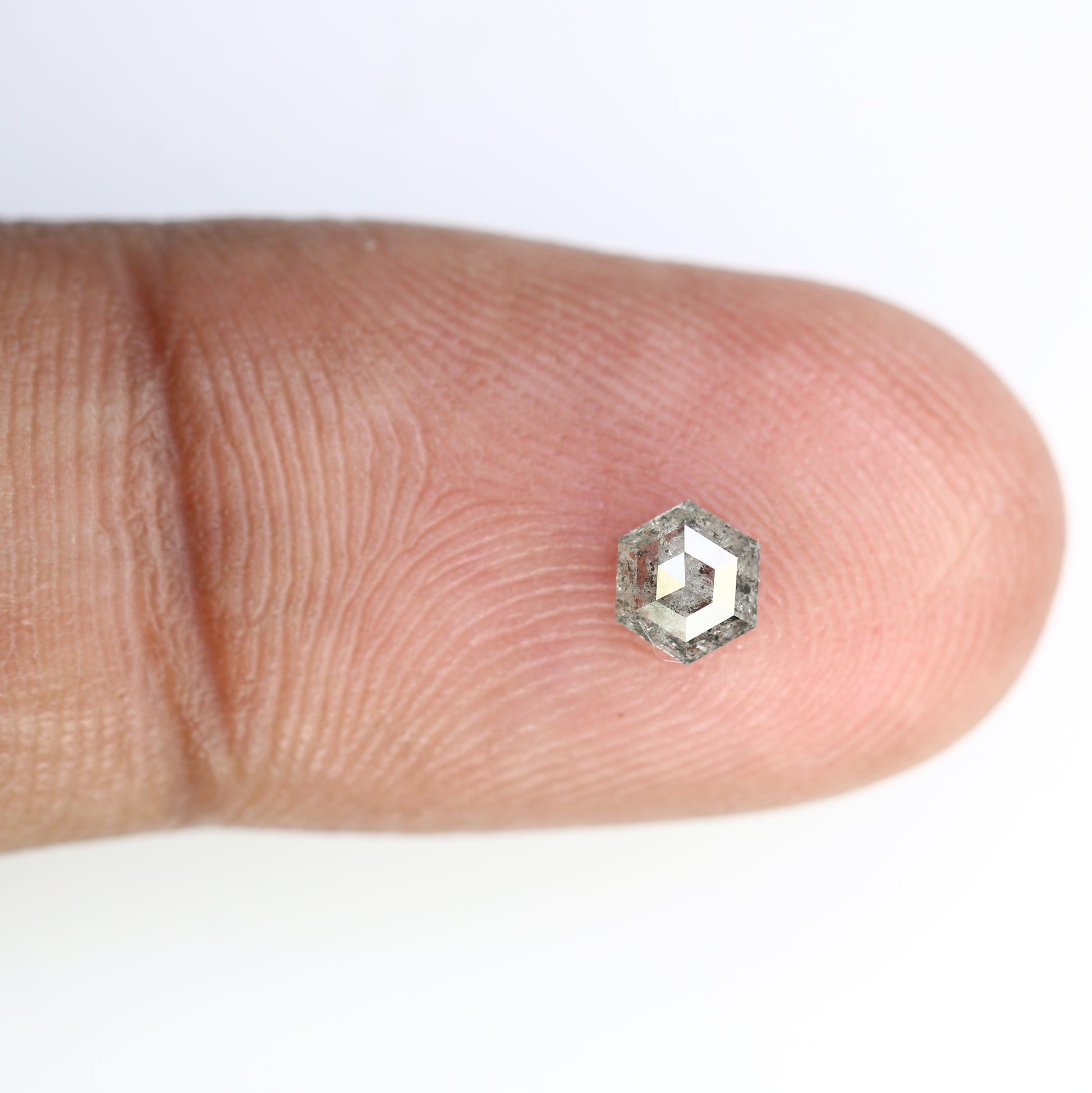 0.41 Carat Hexagon Shape Salt And Pepper 4.80 MM Diamond For Designer Ring - JayKrishna Diamond