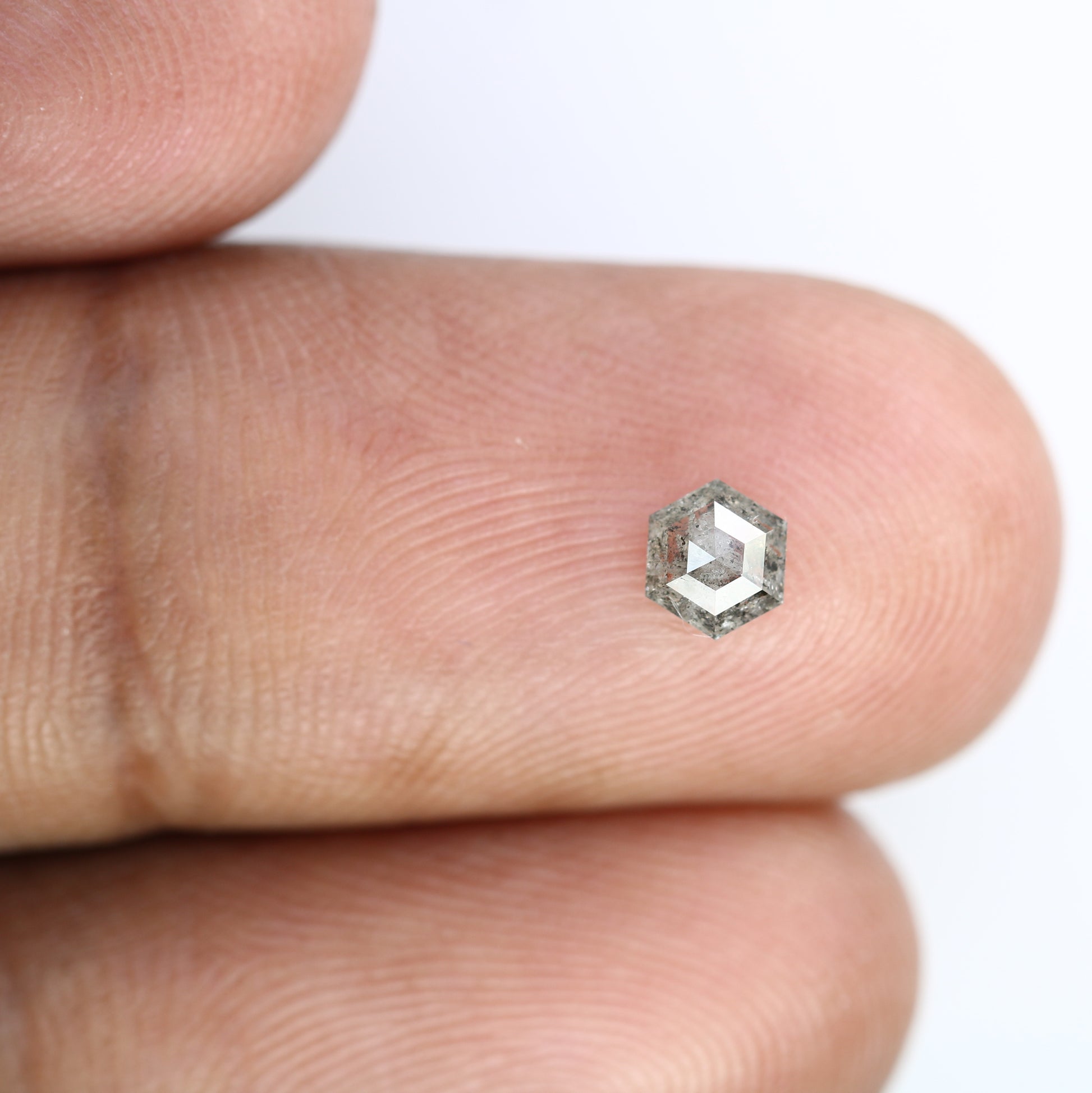 0.41 Carat Hexagon Shape Salt And Pepper 4.80 MM Diamond For Designer Ring - JayKrishna Diamond