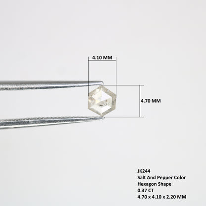 0.37 Carat Hexagon Shape Salt and Pepper Diamond 4.70 MM | Natural Gemstone for Custom Designer Rings, Unique Engagement Jewelry & Ethical Fine Jewelry - JayKrishna Diamond