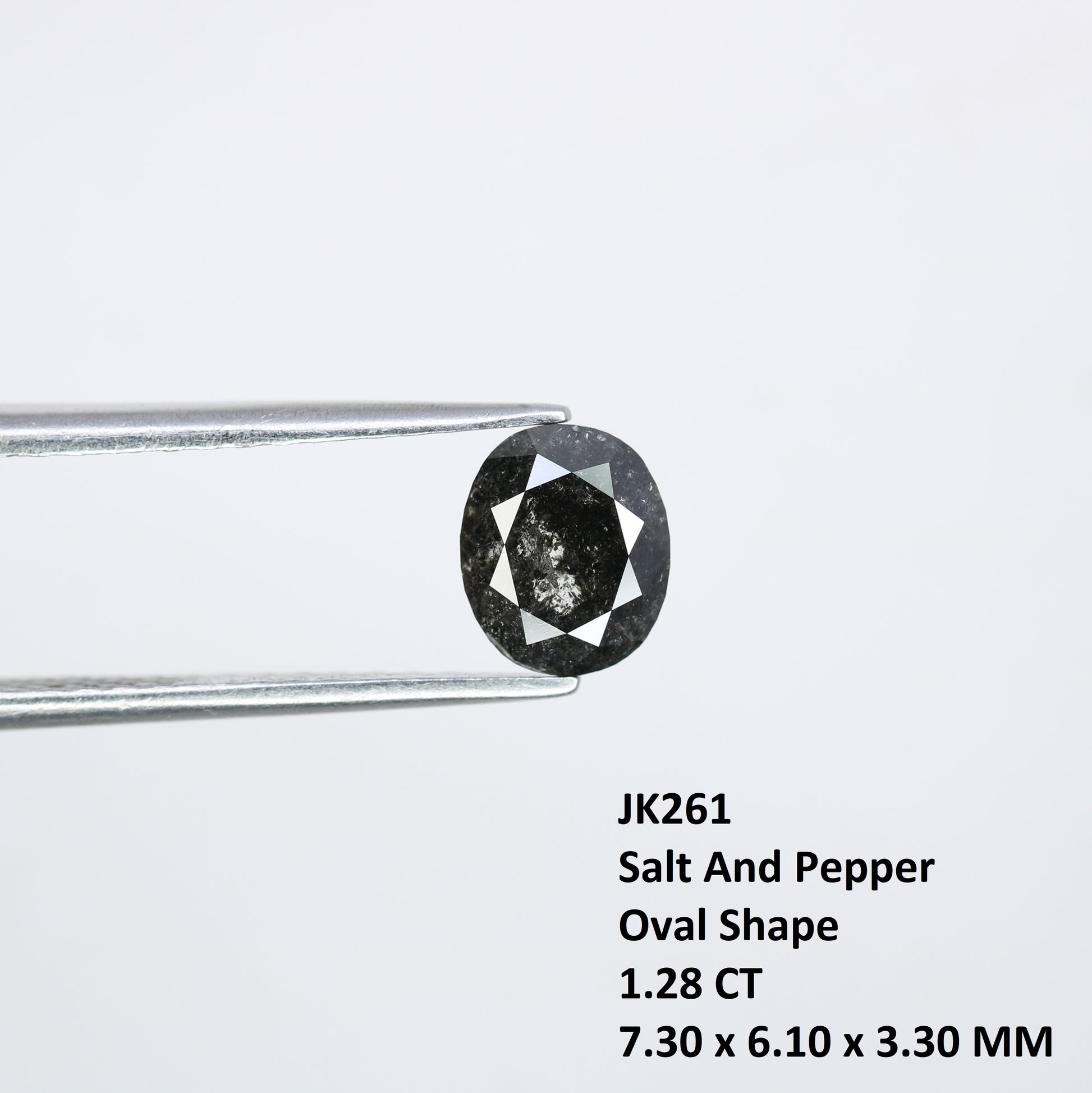 1.28 CT Loose Salt And Pepper Oval Shape Natural Diamond For Engagement Ring - JayKrishna Diamond