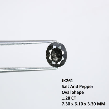 1.28 CT Loose Salt And Pepper Oval Shape Natural Diamond For Engagement Ring - JayKrishna Diamond