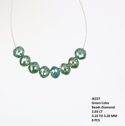 2.03 Carat Natural Loose Unique Green Color Polished Drilled Beads For Diamond Earring - JayKrishna Diamond