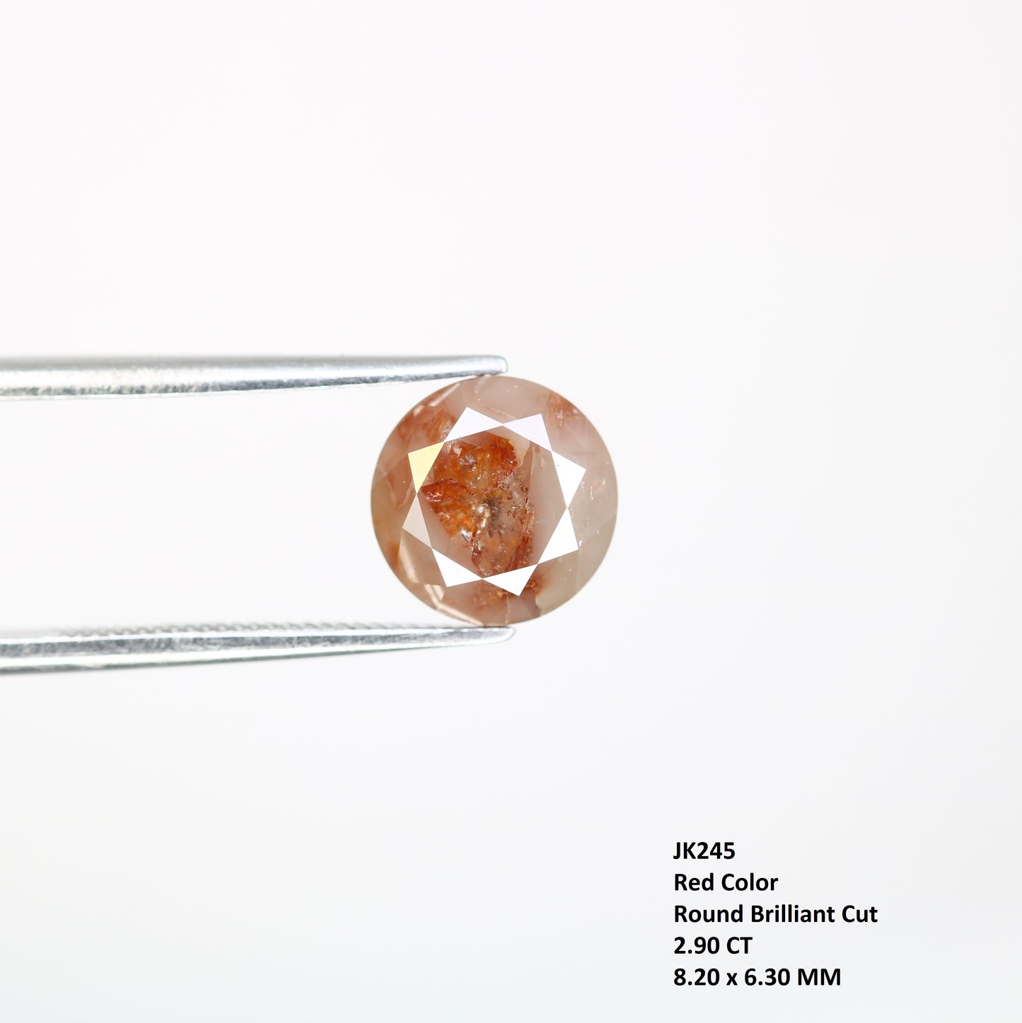 2.90 CT 8.20 MM Round Brilliant Cut Fancy Red Diamond For Engagement Ring with Certification - JayKrishna Diamond