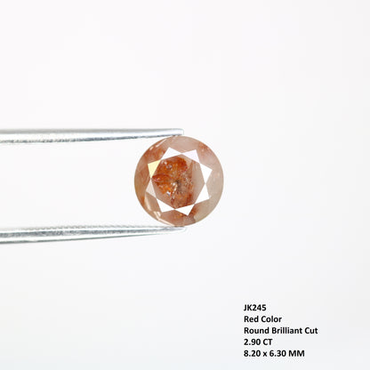 2.90 CT 8.20 MM Round Brilliant Cut Fancy Red Diamond For Engagement Ring with Certification - JayKrishna Diamond
