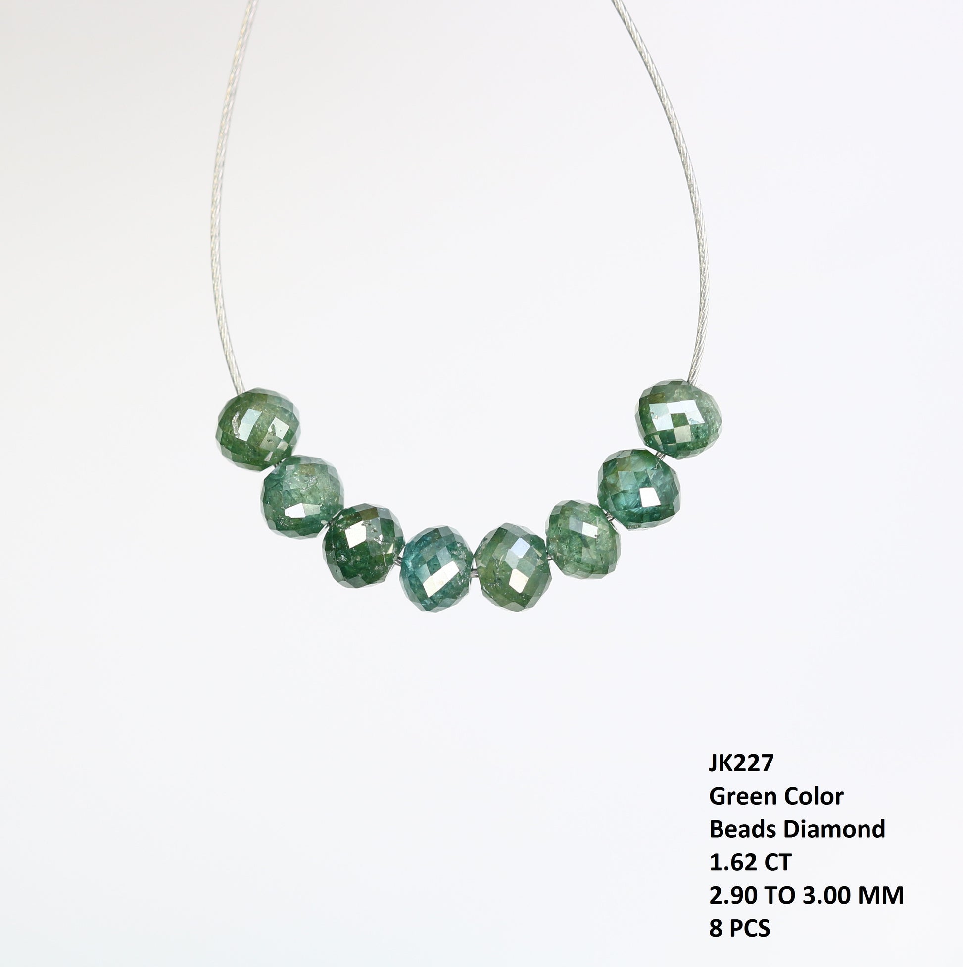 1.62 Carat Natural Loose Green Color Round Beads Diamond Bracelet - JayKrishna Diamond