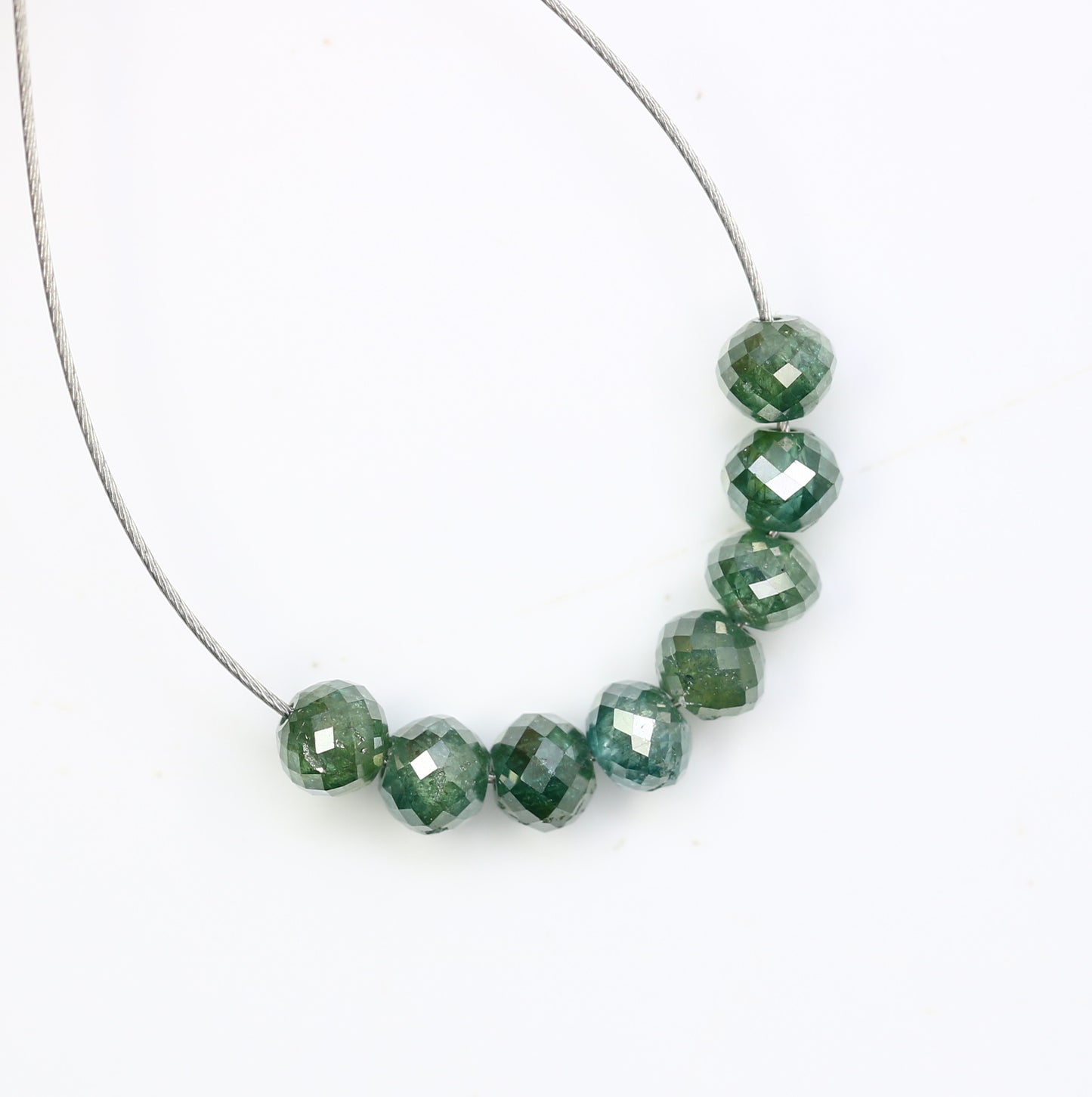1.62 Carat Natural Loose Green Color Round Beads Diamond Bracelet - JayKrishna Diamond