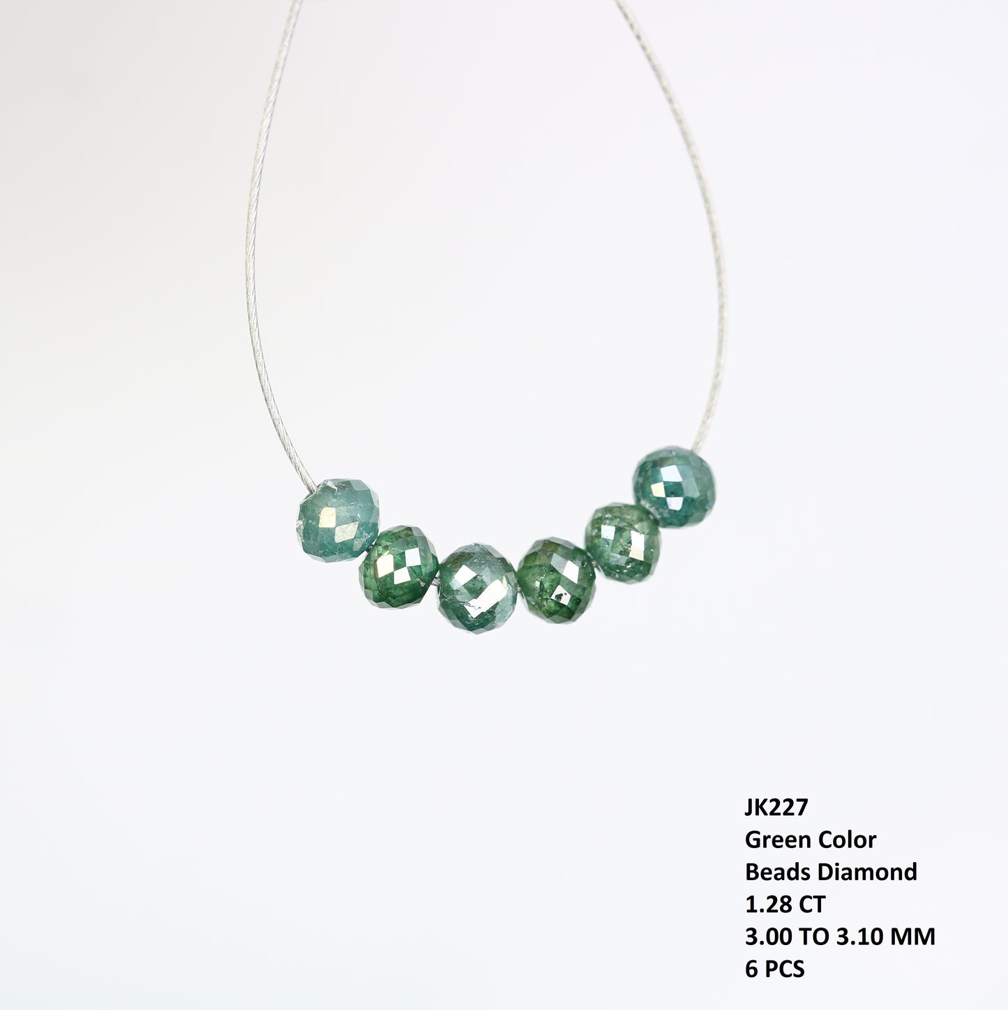 1.28 Carat Loose Fancy Green Round Diamond Drilled Beads For Diamond Pendant - JayKrishna Diamond
