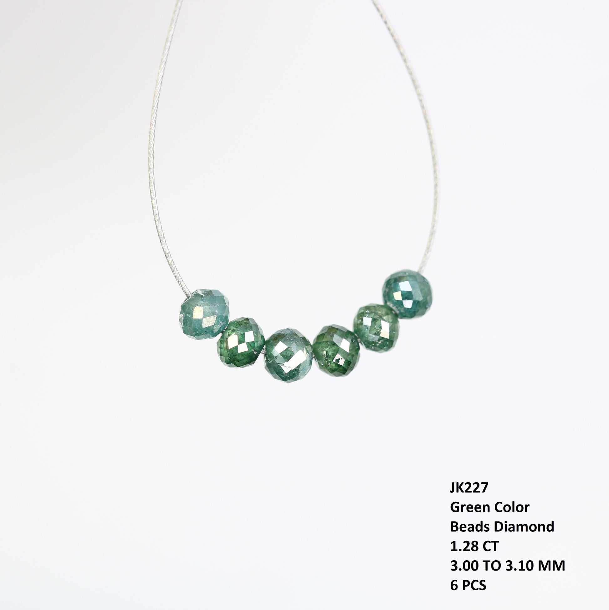 1.28 Carat Loose Fancy Green Round Diamond Drilled Beads For Diamond Pendant - JayKrishna Diamond
