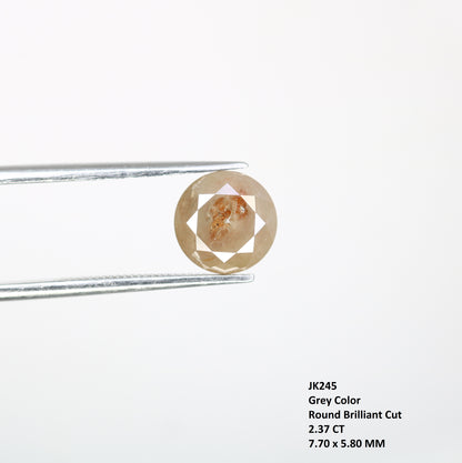 2.37 CT Natural Grey Round Brilliant Cut 7.70 MM Loose Diamond For Wedding Ring - JayKrishna Diamond