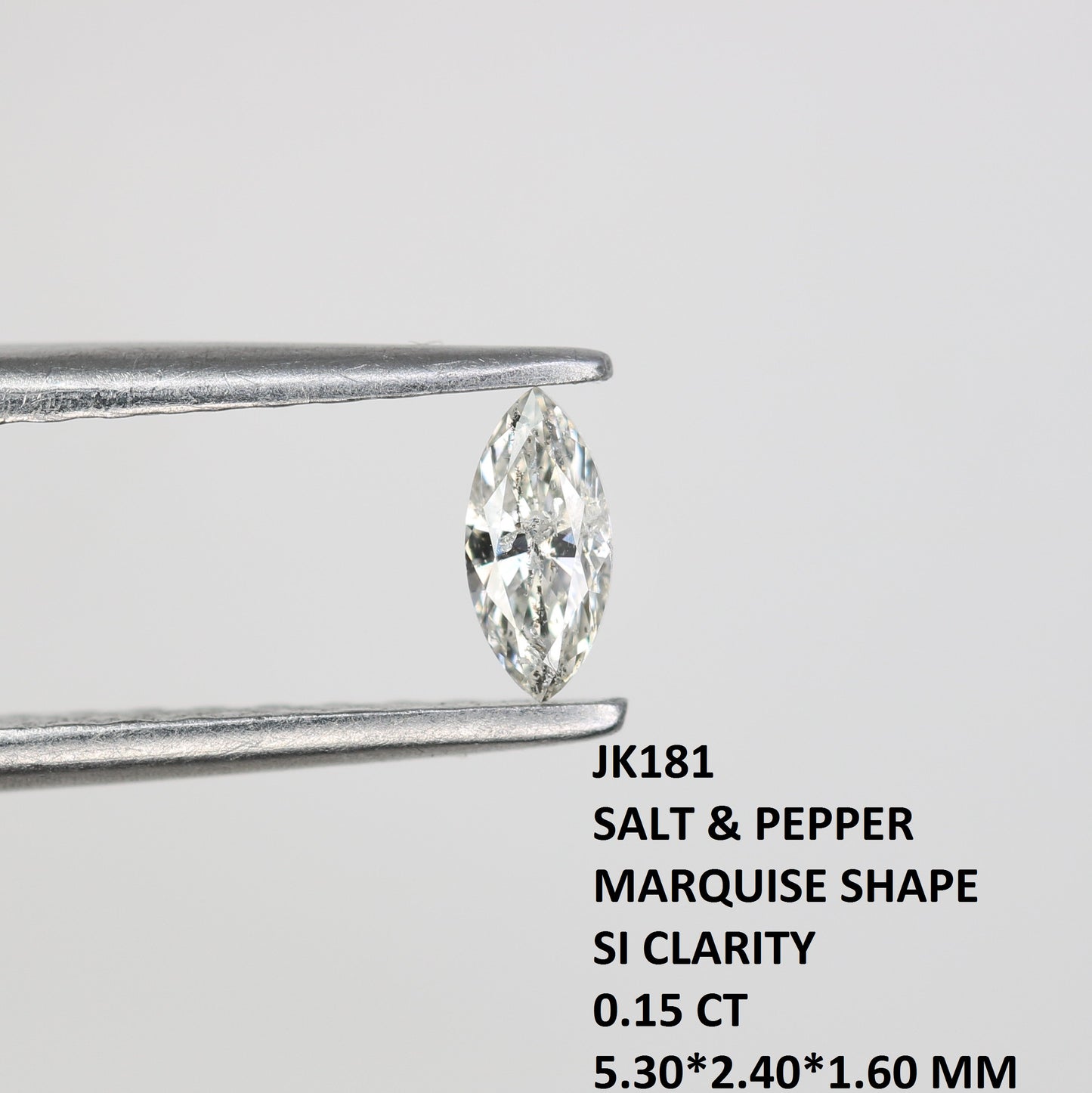 0.15 CT Marquise Shape Salt and Pepper Natural Diamond – Ideal for Engagement Rings and Custom Jewelry - JayKrishna Diamond