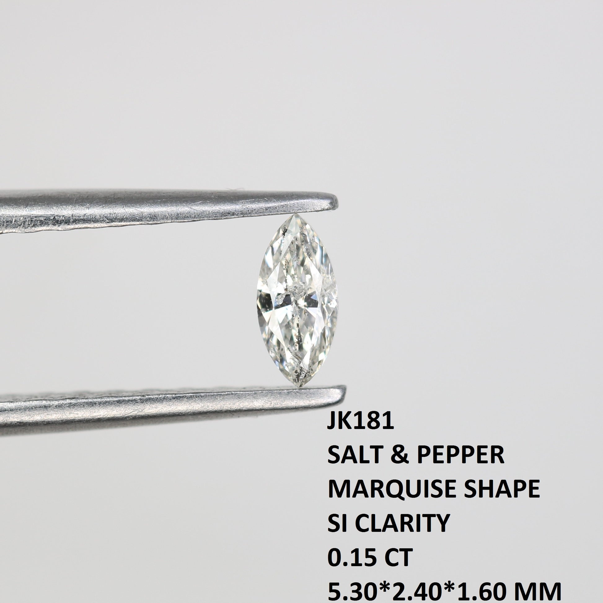 0.15 CT Marquise Shape Salt and Pepper Natural Diamond – Ideal for Engagement Rings and Custom Jewelry - JayKrishna Diamond