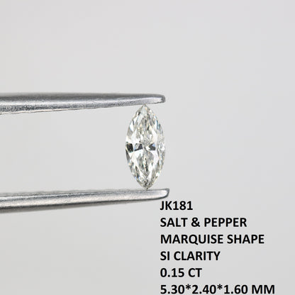 0.15 CT Marquise Shape Salt and Pepper Natural Diamond – Ideal for Engagement Rings and Custom Jewelry - JayKrishna Diamond