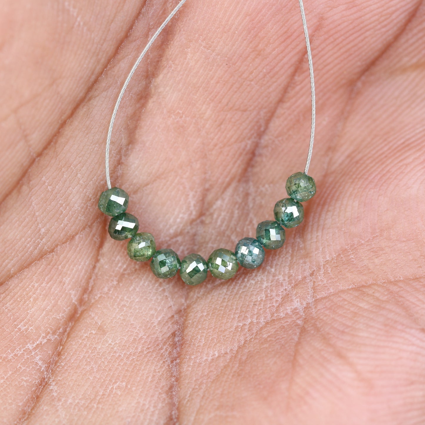 1.87 Carat Fancy Green Color Loose Round Polished Drilled Beads For Diamond Necklace - JayKrishna Diamond