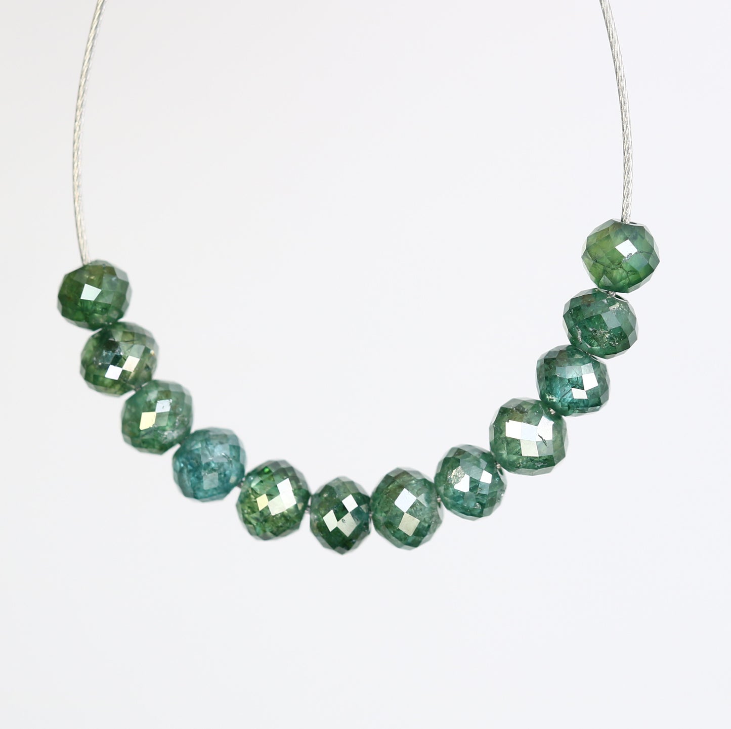 1.98 Carat Natural Loose Green Round Polished Beads For Diamond Earring - JayKrishna Diamond