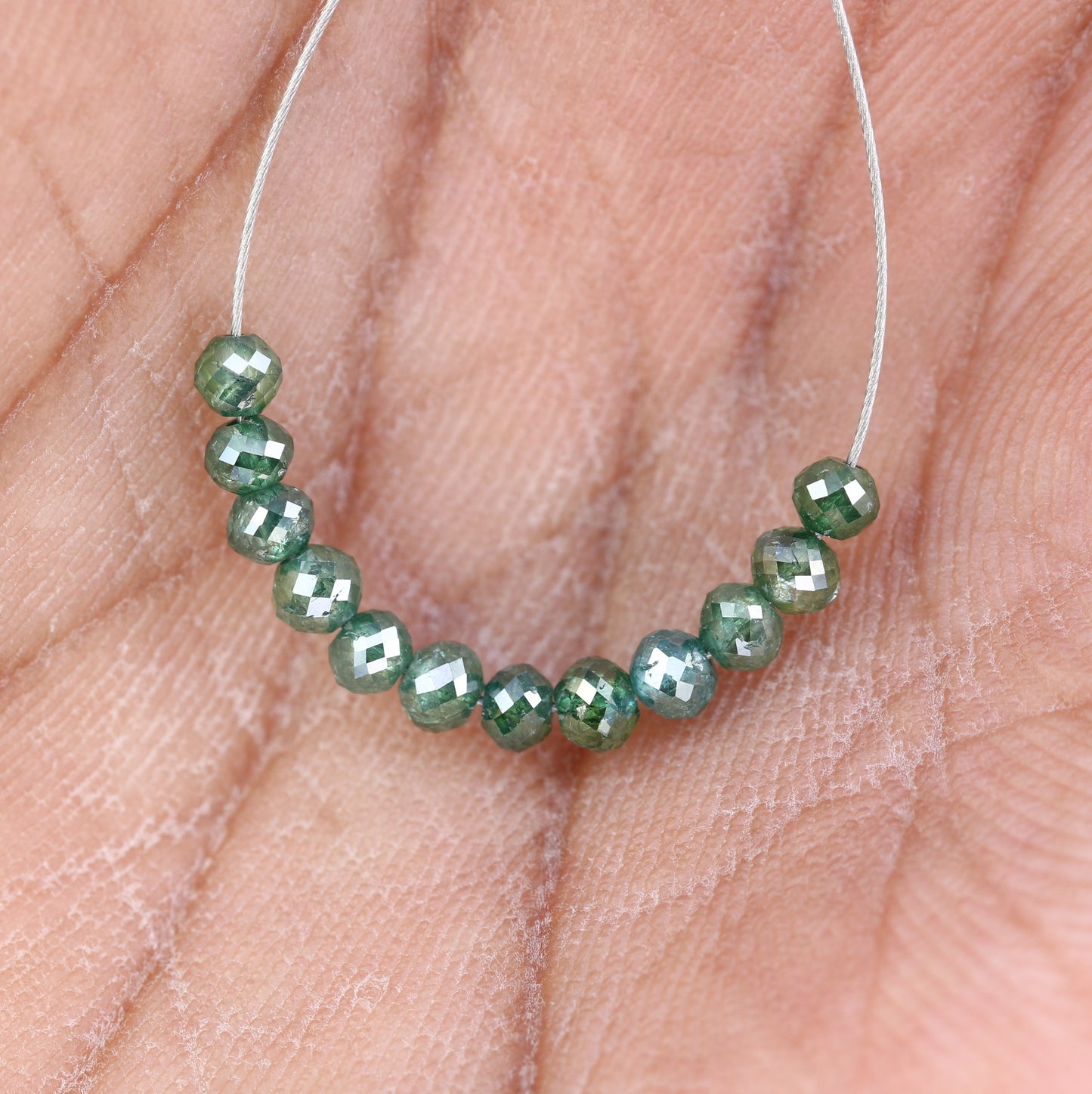 1.98 Carat Natural Loose Green Round Polished Beads For Diamond Earring - JayKrishna Diamond