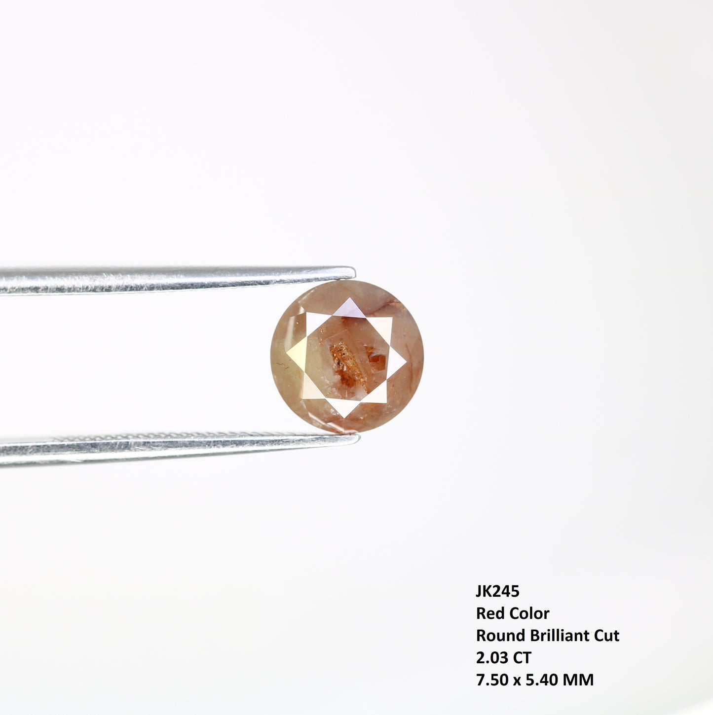 2.03 CT 7.50 MM Fancy Red Round Brilliant Cut Diamond For Promise Ring - JayKrishna Diamond
