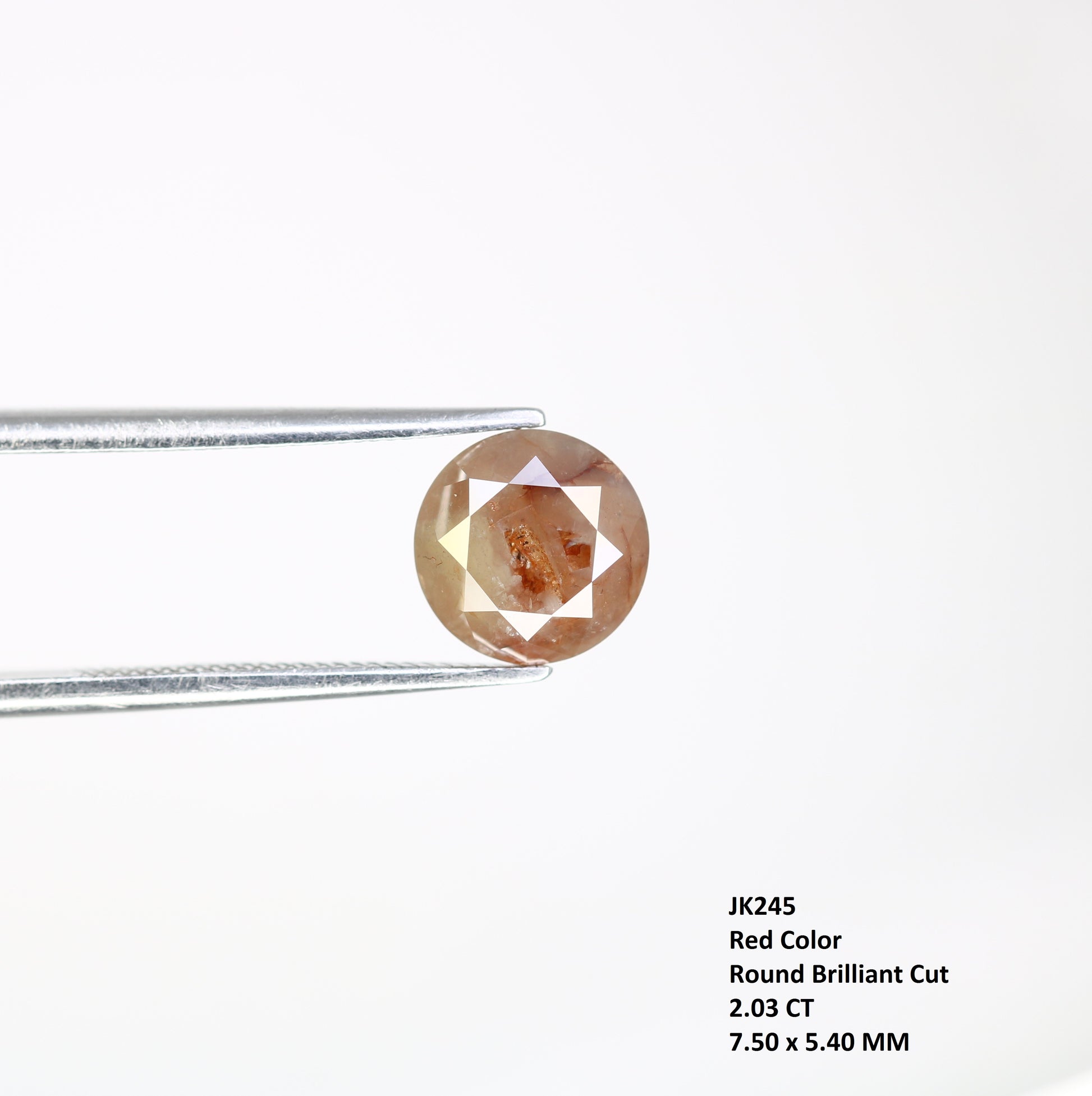 2.03 CT 7.50 MM Fancy Red Round Brilliant Cut Diamond For Promise Ring - JayKrishna Diamond