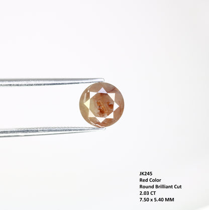 2.03 CT 7.50 MM Fancy Red Round Brilliant Cut Diamond For Promise Ring - JayKrishna Diamond