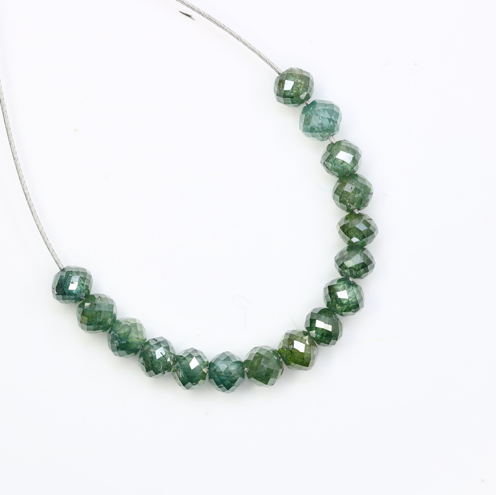 2.61 Carat Loose Round Polished Diamond Drilled Green Color Beads For Diamond Earring - JayKrishna Diamond