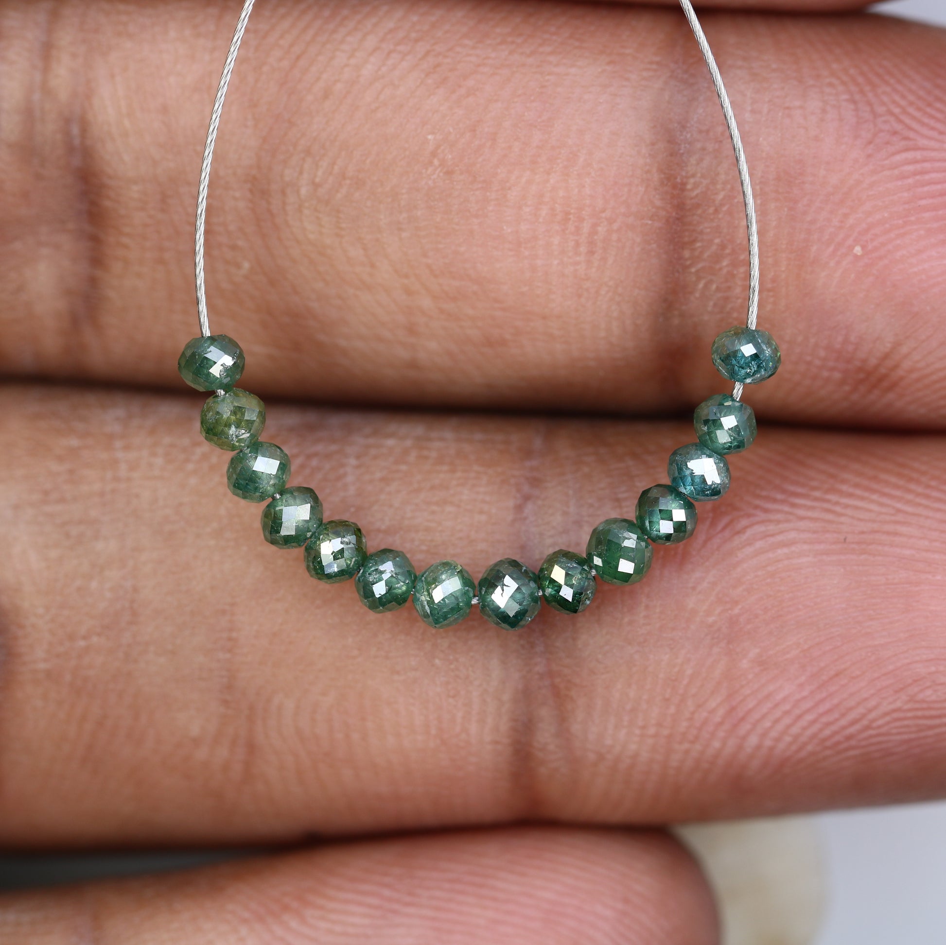 2.34 Carat Loose Fancy Green Loose Round Beads Diamond For Diamond Necklace - JayKrishna Diamond