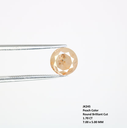 1.70 CT 7.00 MM Fancy Peach Color Round Brilliant Cut Diamond For Proposal Ring - JayKrishna Diamond
