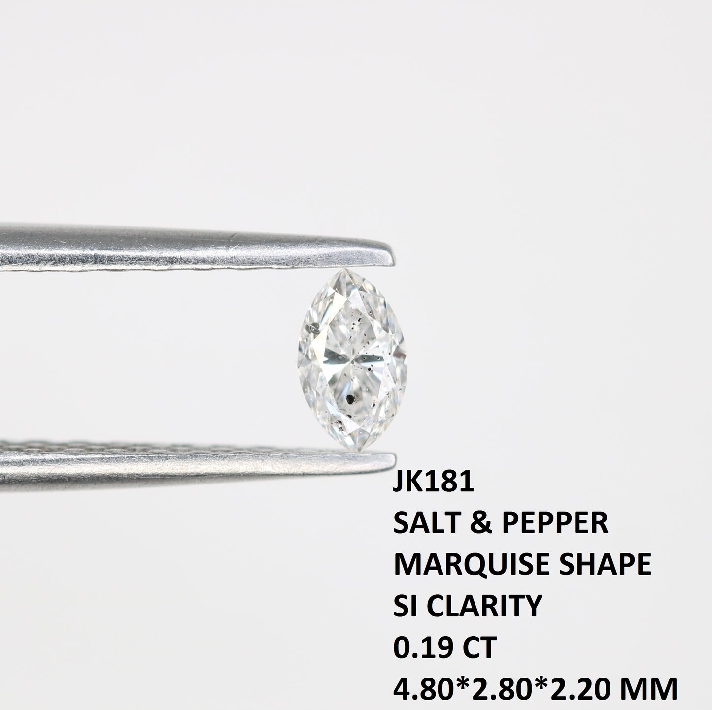 0.19 CT Marquise Shape Salt and Pepper Natural Diamond - Ideal for Engagement Rings, Necklaces, Promise Rings, Earrings, and Anniversary Gifts - JayKrishna Diamond
