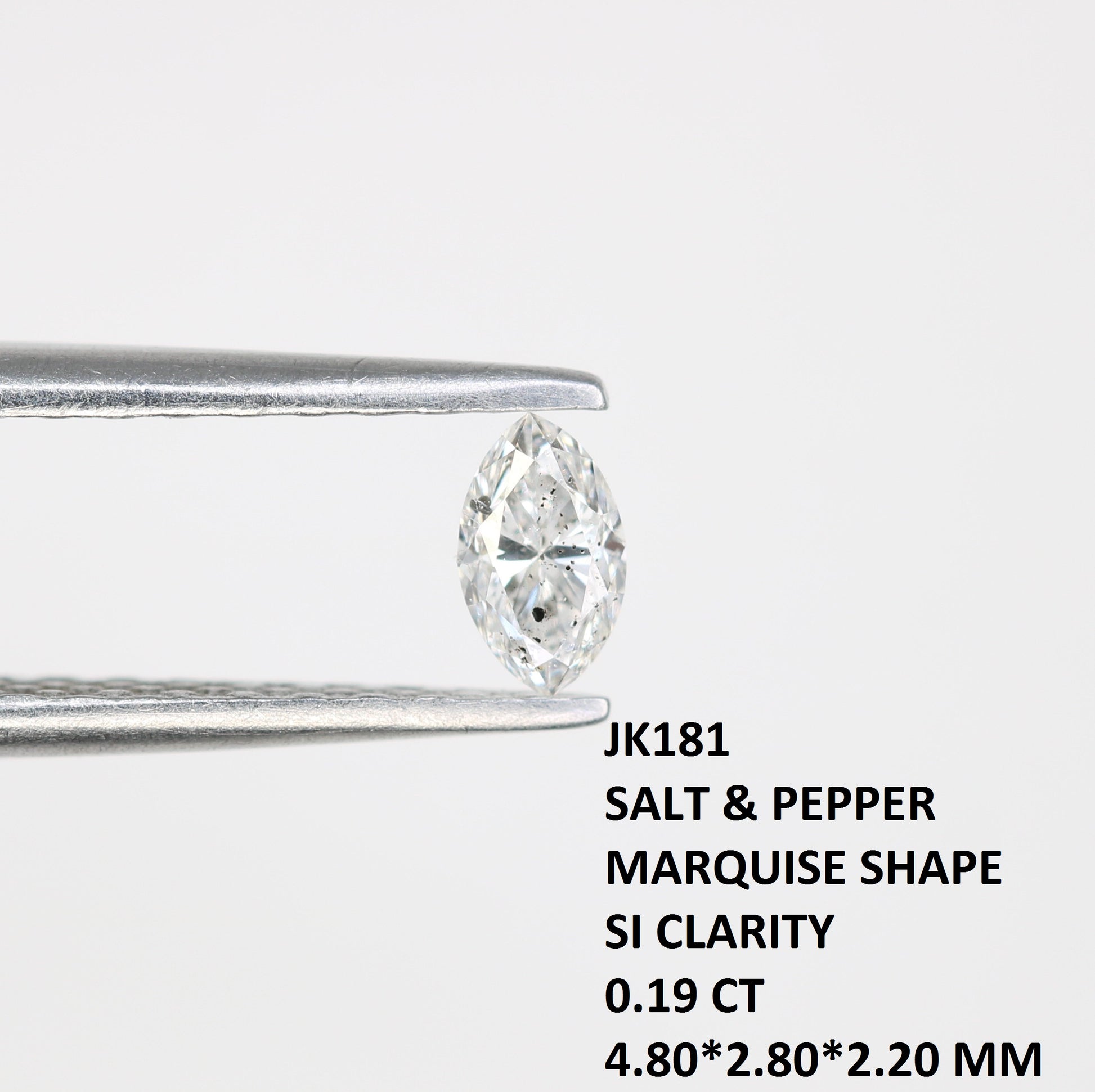 0.19 CT Marquise Shape Salt and Pepper Natural Diamond - Ideal for Engagement Rings, Necklaces, Promise Rings, Earrings, and Anniversary Gifts - JayKrishna Diamond