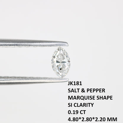 0.19 CT Marquise Shape Salt and Pepper Natural Diamond - Ideal for Engagement Rings, Necklaces, Promise Rings, Earrings, and Anniversary Gifts - JayKrishna Diamond