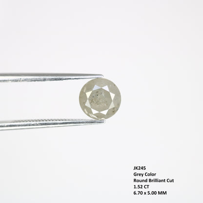1.52 CT 6.70 MM Loose Grey Round Brilliant Cut Diamond For Engagement Ring - JayKrishna Diamond