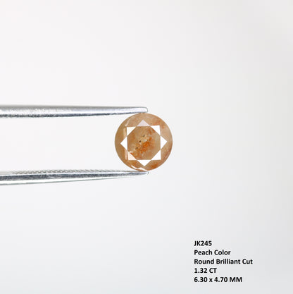 1.32 CT Round Brilliant Cut Fancy Peach 6.30 MM Diamond For Designer Jewelry - JayKrishna Diamond