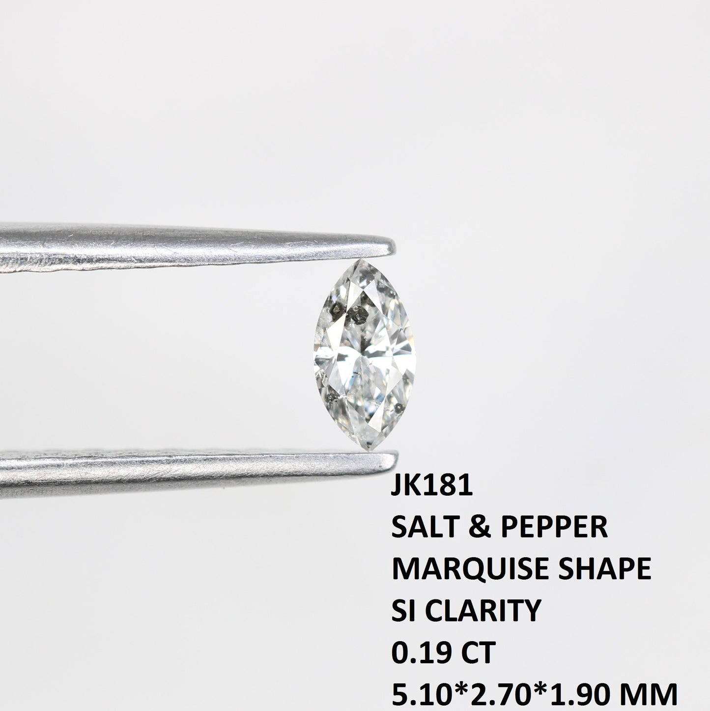 0.19 CT Natural Marquise Shape Salt and Pepper Diamond - Perfect for Engagement Rings, Necklaces, Promise Rings, Earrings, and Anniversary Gifts - JayKrishna Diamond