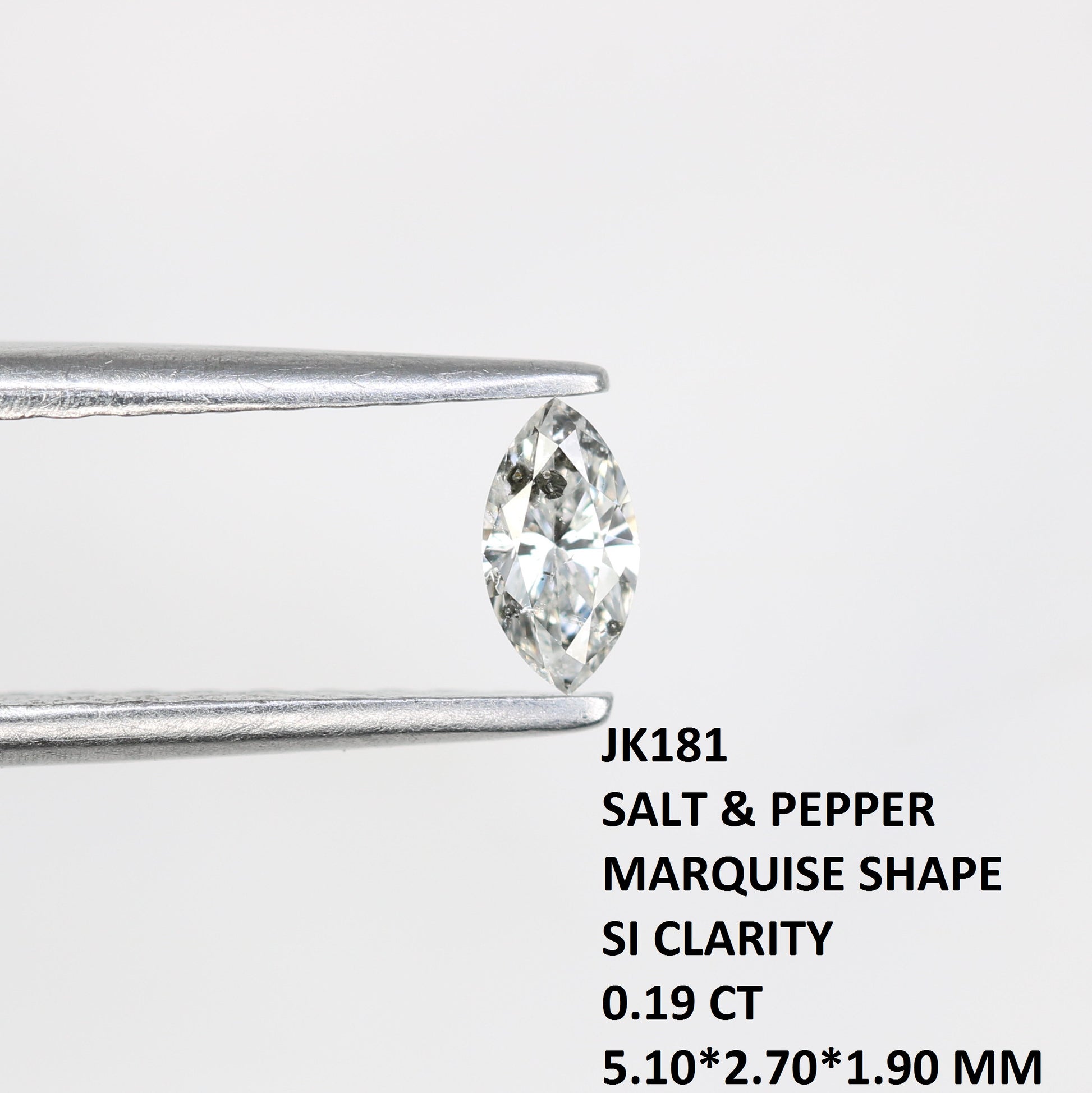 0.19 CT Natural Marquise Shape Salt and Pepper Diamond - Perfect for Engagement Rings, Necklaces, Promise Rings, Earrings, and Anniversary Gifts - JayKrishna Diamond