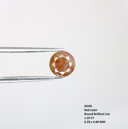 1.24 CT Natural Fancy Red 6.20 MM Round Brilliant Cut Diamond For Designer Ring - JayKrishna Diamond