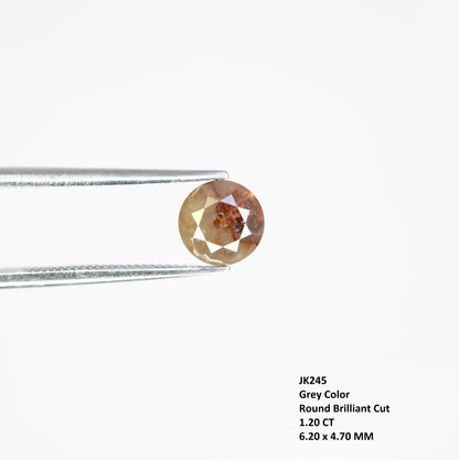1.20 CT Loose Grey 6.20 MM Round Brilliant Cut Diamond For Engagement Ring - JayKrishna Diamond
