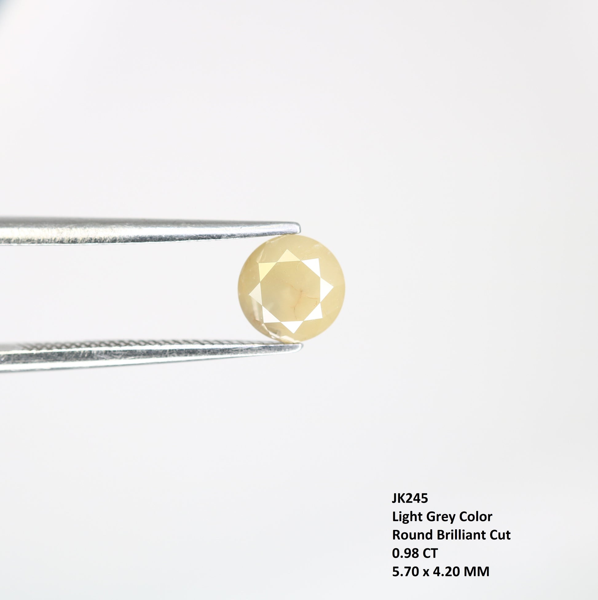 0.98 CT Loose Light Grey 5.70 MM Round Brilliant Cut Natural Diamond For Statement Ring - JayKrishna Diamond