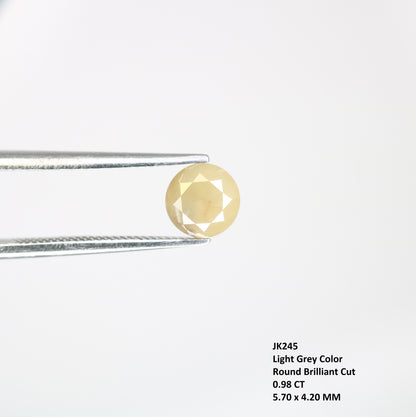 0.98 CT Loose Light Grey 5.70 MM Round Brilliant Cut Natural Diamond For Statement Ring - JayKrishna Diamond