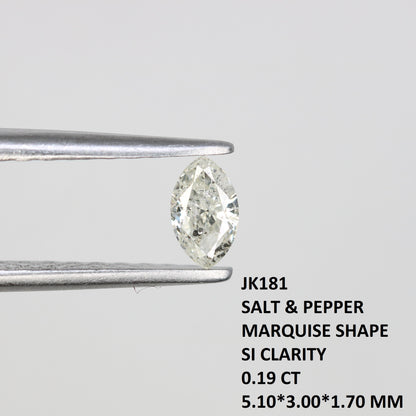 0.19 CT Salt and Pepper Marquise Diamond – Perfect for Engagement Rings, Necklaces, Promise Rings, Earrings & Anniversary Bracelet Gifts - JayKrishna Diamond
