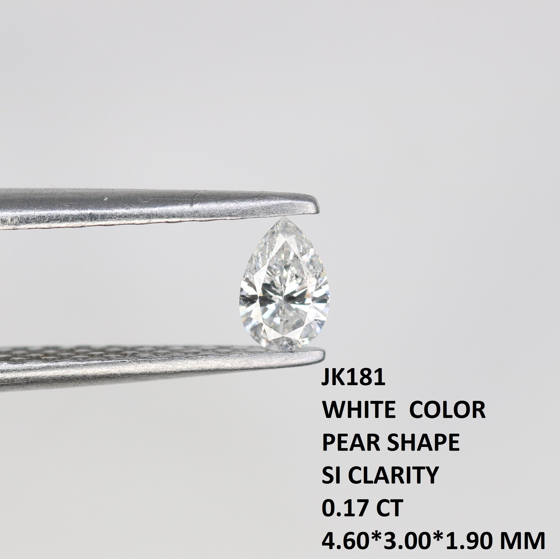 0.17 CT Pear Cut Natural White Salt and Pepper Diamond - Ideal for Engagement Rings, Necklaces, Earrings, and Custom Jewelry - JayKrishna Diamond