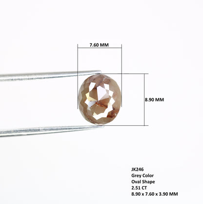 2.51 CT Oval Cut 8.90 MM Loose Grey Natural Diamond For Engagement Ring - JayKrishna Diamond