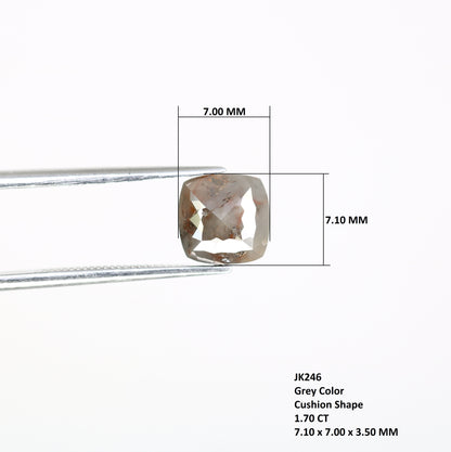 1.70 CT 7.10 MM Polished Cushion Shape Fancy Grey Diamond For Proposal Ring - JayKrishna Diamond