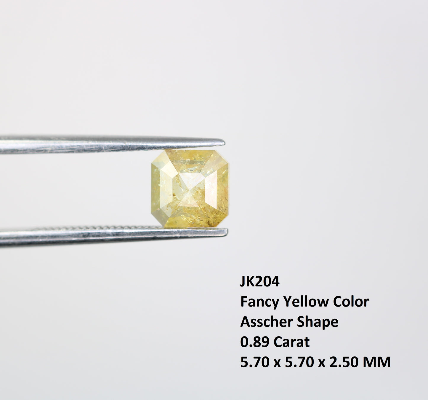 0.89 CT Asscher Shape Yellow Diamond For Engagement Ring - JayKrishna Diamond