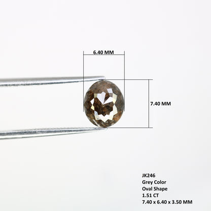 1.51 CT Loose Grey Natural 7.40 MM Oval Cut Diamond For Engagement Ring - JayKrishna Diamond