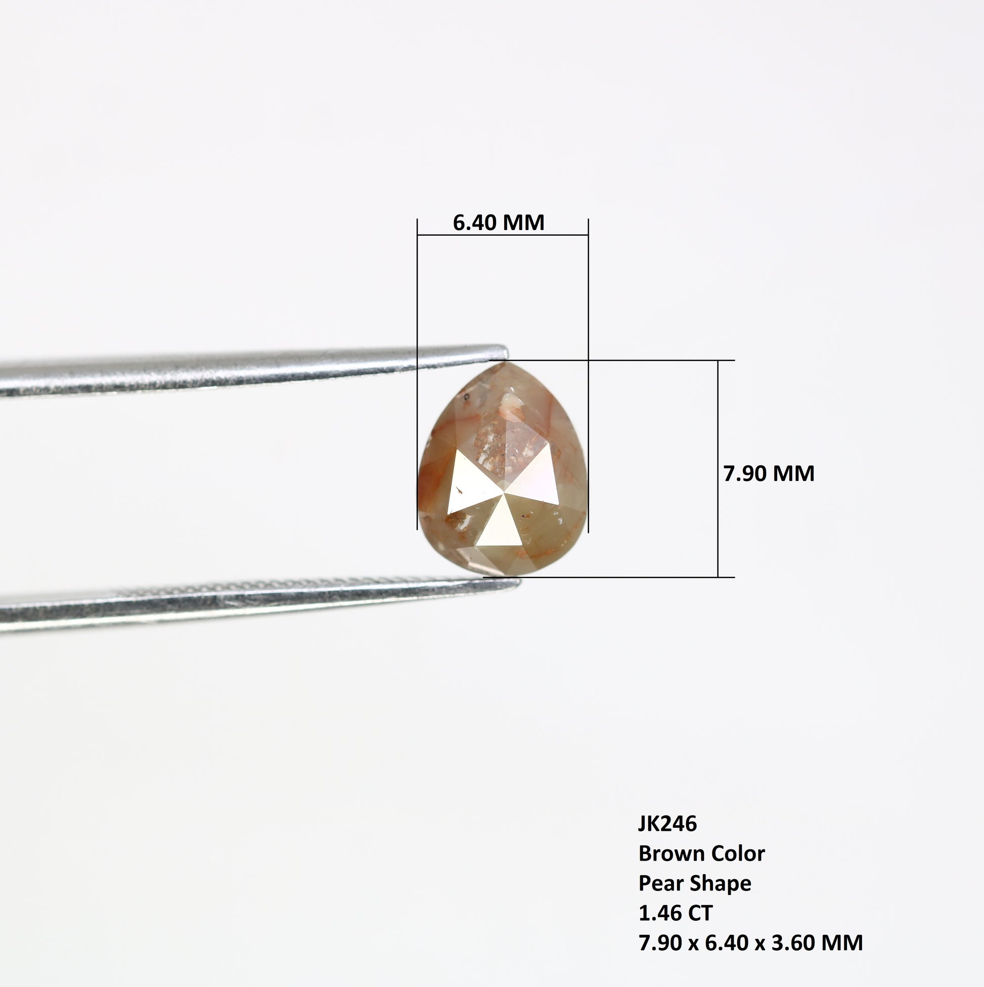 1.46 CT Pear Shape Fancy Brown 7.90 MM Diamond For Engagement Ring - JayKrishna Diamond