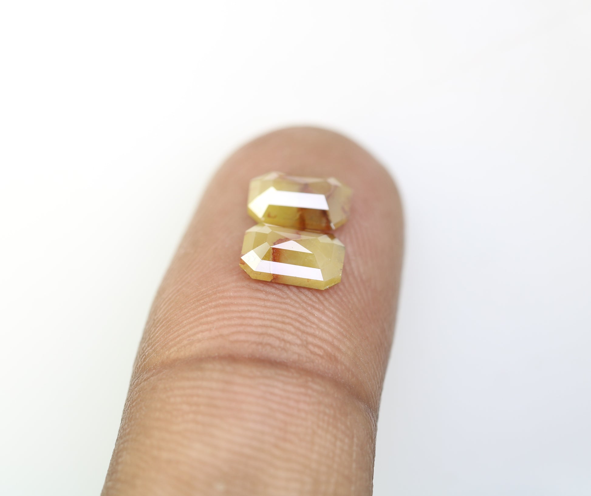 1.84 CT Yellow Emerald Shape Pair Diamond For Engagement Ring - JayKrishna Diamond