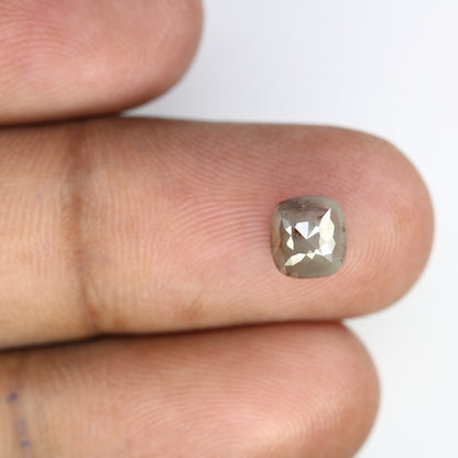 1.51 Carat Polished Cushion Shape Fancy Grey 6.80 MM Diamond For Statement Ring - JayKrishna Diamond