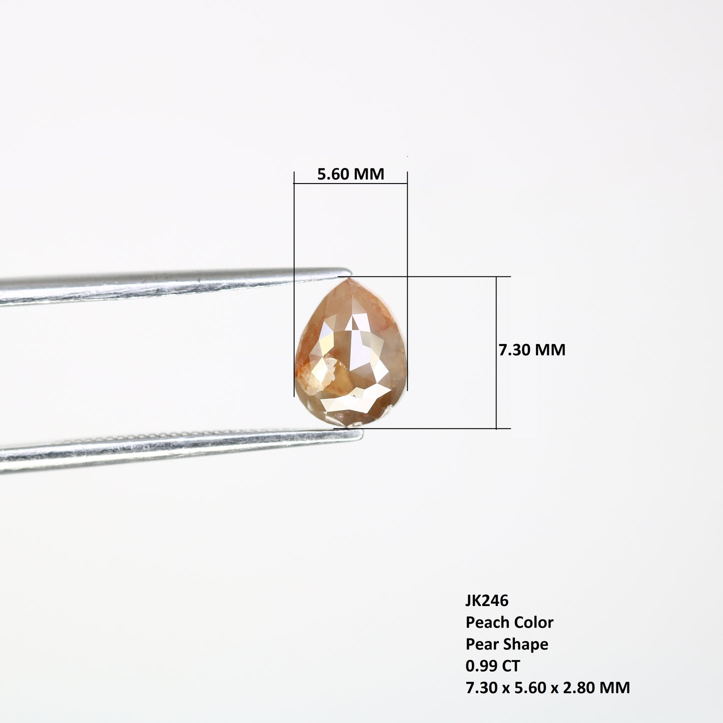 0.99 CT Natural Peach Loose Pear Cut 7.30 MM Diamond For Engagement Ring - JayKrishna Diamond
