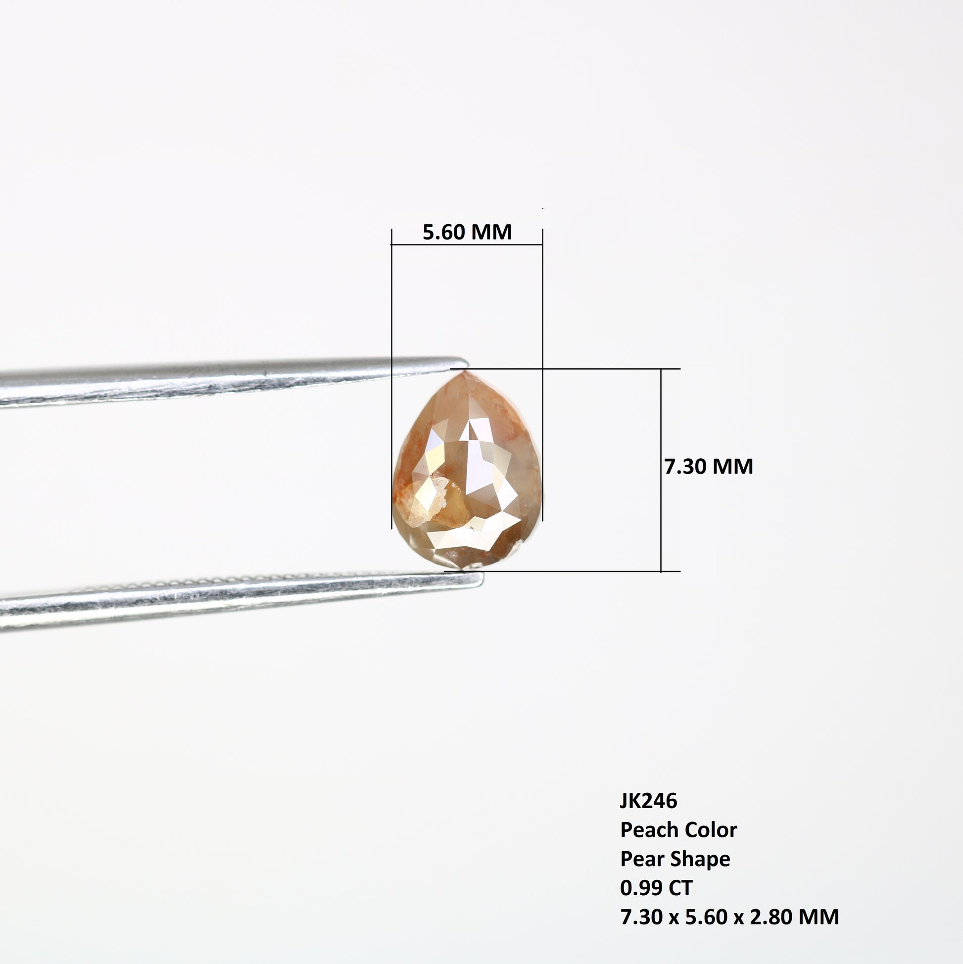 0.99 CT Natural Peach Loose Pear Cut 7.30 MM Diamond For Engagement Ring - JayKrishna Diamond