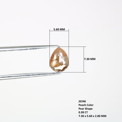 0.99 CT Natural Peach Loose Pear Cut 7.30 MM Diamond For Engagement Ring - JayKrishna Diamond